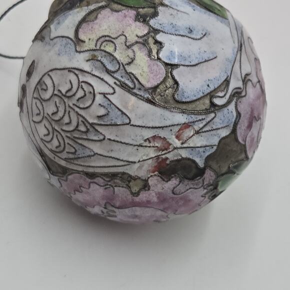 Vintage NYCO Two Turtle Doves Enamel Christmas Ornament Champleve - Picture 5 of 6